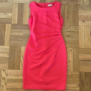 NWOT Calvin Klein Pink Gathered Side Sheath Dress
